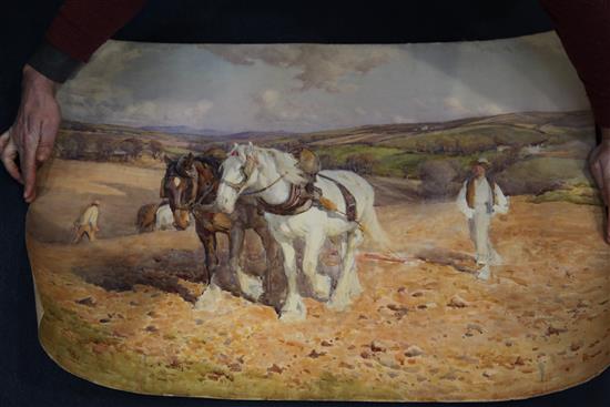 Harold Swanwick (1866-1929) Horses, Isle of Man, 27.5 x 49in., both unmounted